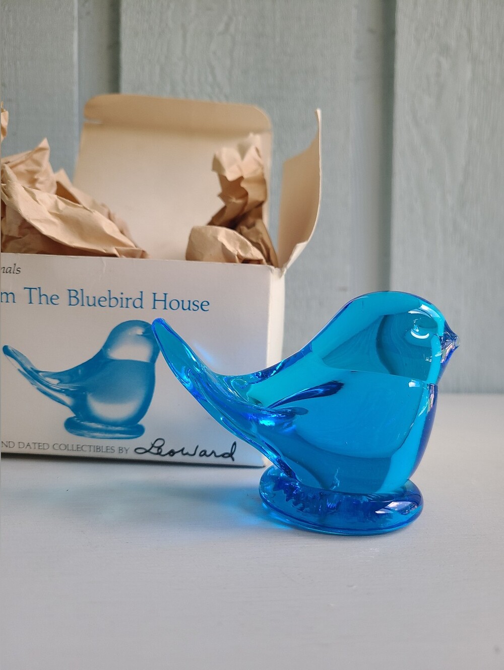 Vintage 1996 Bluebird of Happiness IN BOX Signed Leo Ward